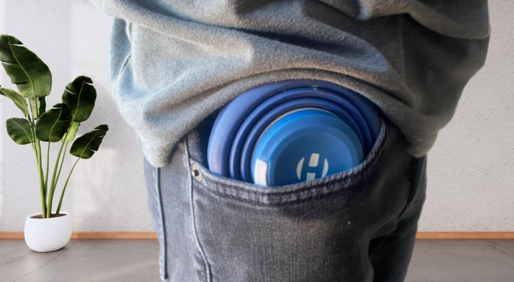 hydaway collapsible bottle can be fitted in a pocket 